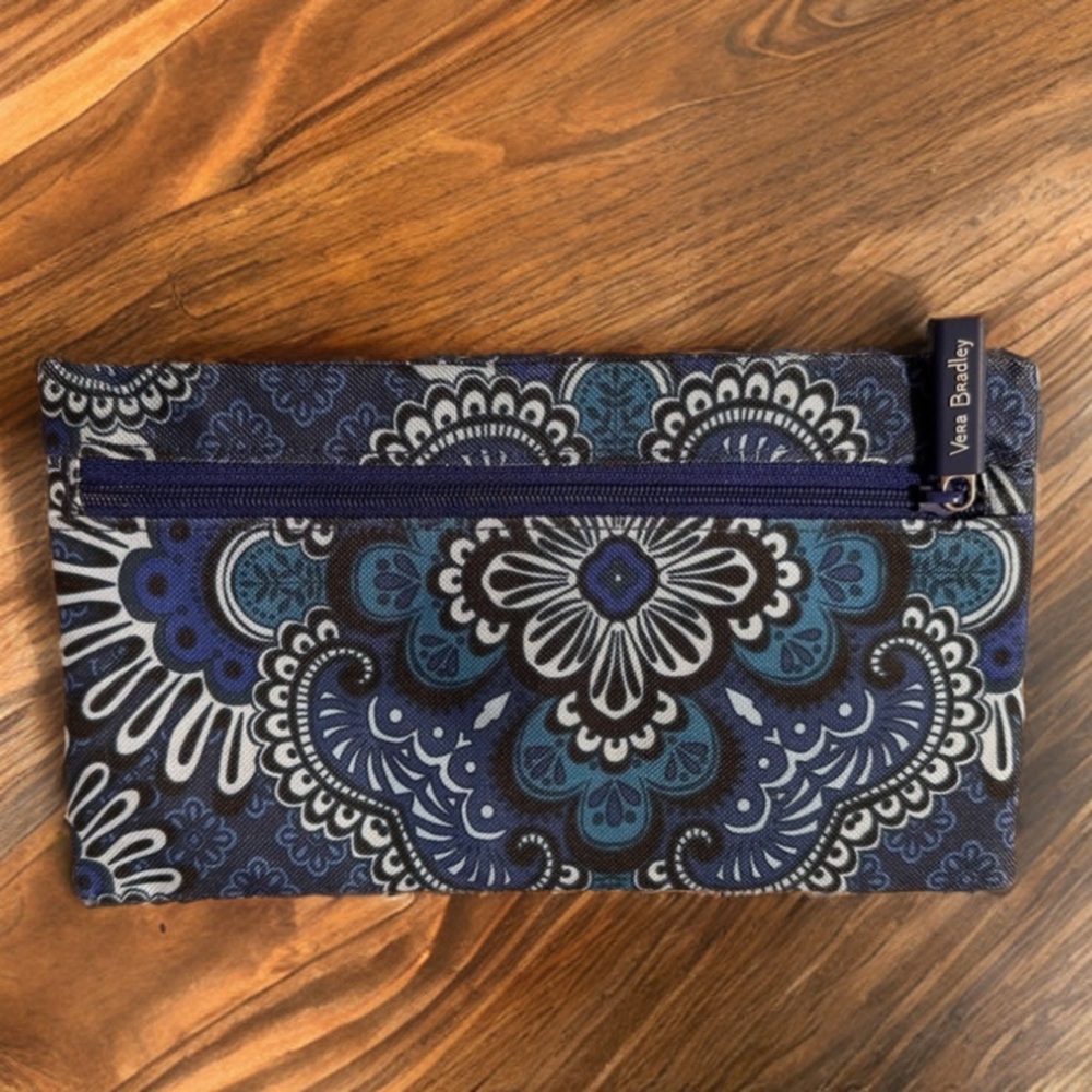 FREE* Vera Bradley Two-Sided Pencil Pouch in Blue Tapestry Retired Pattern